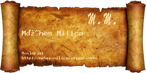 Méhes Milica névjegykártya