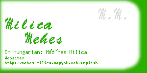 milica mehes business card